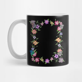 flowers tendril, floral, bloom, butterfly, insect Mug